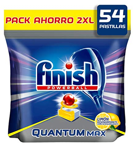 Finish Powerball Quantum All in 1 Pastillas para el lavavajillas Limón, 64 pastillas