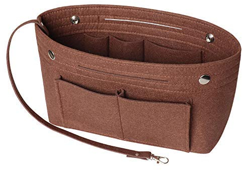 Soyizom Purse Organizer Insert für Einkaufstasche, Tasche Insert mit Schlüsselbund für Speedy Neverfull, 8 Farben (Kaffee, groß)