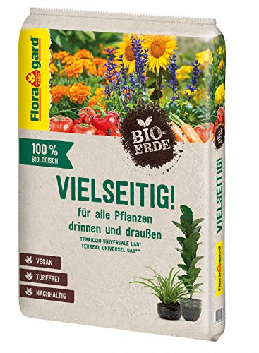 Floragard Bio-Erde Vielseitig 1x10 Liter - Universalerde für alle Pflanzen drinnen und draußen - torffrei und vegan