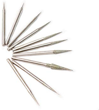 Coffrets de forets 10 pcs/ensemble diamant 2 mm aiguille pointue meulage tête bavures rotatif pointe tige 2.35 mm