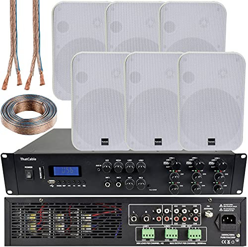 Loops 1200W Bluetooth Sound System 6x 200W White Wall Speaker 6 Zone Matrix Amplifier