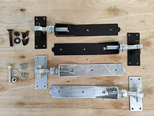 30,5 cm verstellbares Torscharnier, robuster Haken und Band, für Gartentür, verzinkt und schwarz, Lieferung paarweise mit allen Befestigungsteilen (verzinkt)
