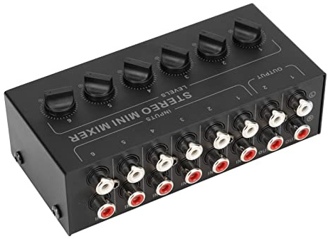 Mixer Audio Portatile 6 Canali con Controllo Volume per Streaming Gaming Registrazione Live Podcast Microfono USB
