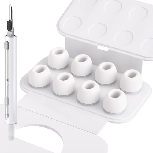 Seltureone 4 Paar Silikontips für Airpods Pro/Airpods Pro 2 Aufsätze | Ohreinsätze Tips mit Reinigungsset & Tragbarem Aufbewahrungskasten, Anti Rutsch Soft Silikon Ersatz-ohreinsätze (S)