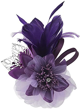 iSpchen Blumen Brosche Damen Haarspange elegante Hochzeit Braut Brosche Fascinator Hut Feder BroscheBlumen Haarspangen BroscheKleidung dekorative Anstecknadel für Hochzeit Cocktai Party