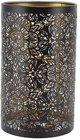 Lwuey Hohler Lampenschirm Metall, Retro Blumenmuster Tischlampenschirm Kreativem Hohl Geschnitztem Abnehmbare Zylindrisches Lampenschirm E27 E26 Abnehmbarer Dekorativer Nachttisch Tischlampenschirm