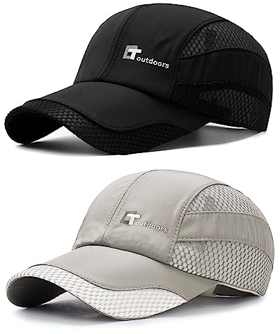 TAGVO Pliable Casquette de Baseball Homme, 2 Paquets de Casquette de Baseball en Maille Respirante à Séchage Rapide Réglable, Confort Casquettes Soleil Chapeau de Sport pour Activités de Loisirs