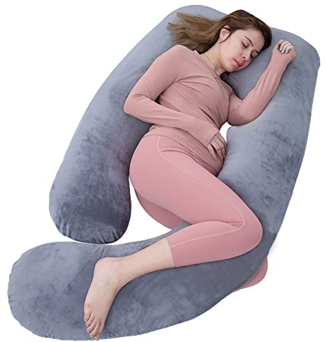 AS AWESLING Pregnancy Pillow, U Shaped Full Body Pillow, Nursing, Support and Maternity Pillow for Pregnant Women with Removable Cover (Dark Grey)