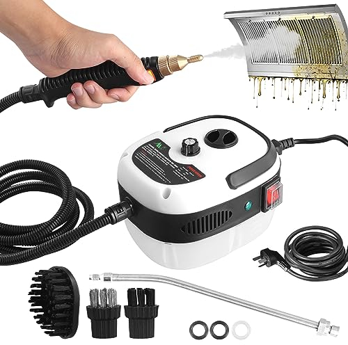 TOPEV Steam Cleaners, 2500W Handheld Steam Cleaner, Handheld High Temp Portable Steamer Cleaning Machine with 3 Brush Heads, Steamer for Cleaning Grout Tile Car Living Room Kitchen Bathroom (White)