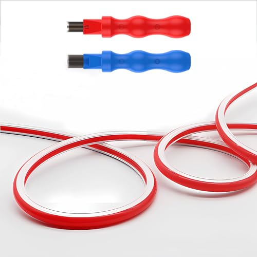 Separated Neon Flexible LED Light Strip Cover, 16.4ft 8mm Wear Free DIY Bendable Silicone Diffuser Cover with 2 Pcs Neon Light Cutter, RGB Strip for Bar Car Outdoor Home DIY Decor(Red)
