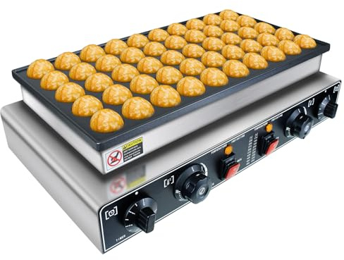 KOOTEN Mini Dutch Pancake Baker,50pcs Commercial Large Waffle Maker,Crepe Maker Electric,Electric Nonstick Round Waffle Machine with 2 Thermostats & 2 Timers Separate Control