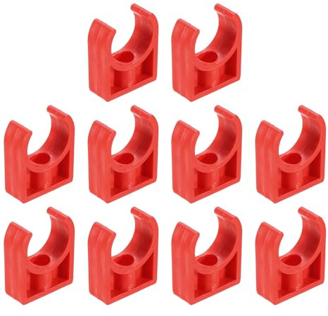 QUARKZMAN 50 Piezas Abrazaderas de Tubería de PVC 20mm (3/4) OD Rojo | Aptas para Mangueras, Soporte en Forma de U para Tuberías de Agua de PVC