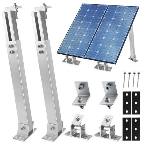 Royouzi Soporte para Panel Solar,1 Pares de Soporte para Panel | Solar de Suelo de Aluminio con áNgulo Ajustable de 15°-30°, Adecuado para Barcos, Autocaravanas, Sistemas de Techo (1)