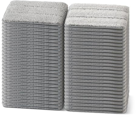 JOYMOOP Flat Mop Pads, Microfiber Mop Cleaning Pads, Washable Pads, Pads Replacement for JOYMOOP Flat Mop or Mop Bucket Set, Pack of 50 Refills 13inch - Grey and Stripe