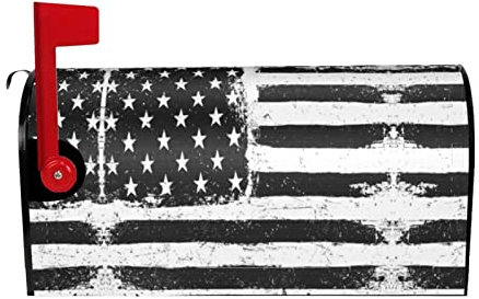 Schwarze und weiße amerikanische Flagge, wasserdichte und sonnenfeste Briefkasten-Schutzhülle, bequeme Installation und starke Haltbarkeit
