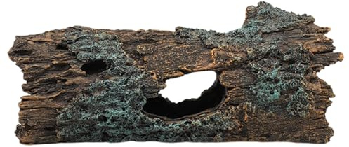 NASSMOSSE Accessoires pour gecko léopard, cachette creuse en résine de dragon barbu, imitation écorce de bois flotté pour aquarium de reptiles, plate-forme pour décoration d'intérieur pour araignée,