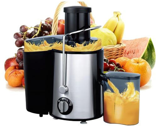 Centrifuga Estrattore di Succo, 400W Centrifuga Frutta e Legumi a 3 velocità, Serbatoio di polpa con 1.5L&Ciotola per succo da 500 ml, 12000 giri/min Succo fatto in casa di frutta e verdura