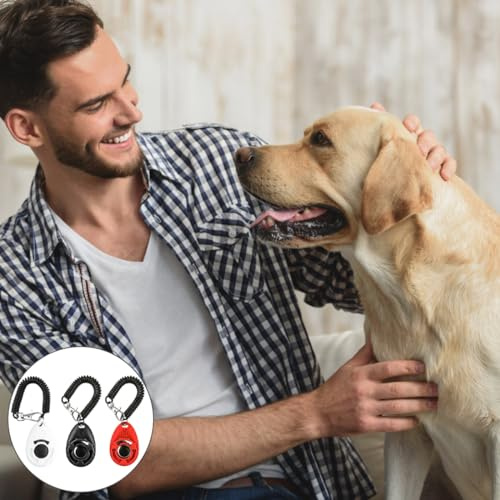 3 Stück Hund Clicker,Trainings-Clicker mit Handschlaufe, Trainings Clicker,Hundetraining Klicker, Finger Clicker für Clickertraining, Hundeerziehung und Hundetraining für Hund, Katze, Pferd