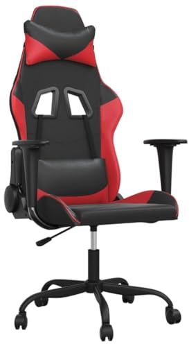 vidaXL Gaming Stuhl Racing Chefsessel Bürostuhl Drehstuhl Sportsitz Bürosessel Schreibtischstuhl Computerstuhl Schwarz Rot Kunstleder