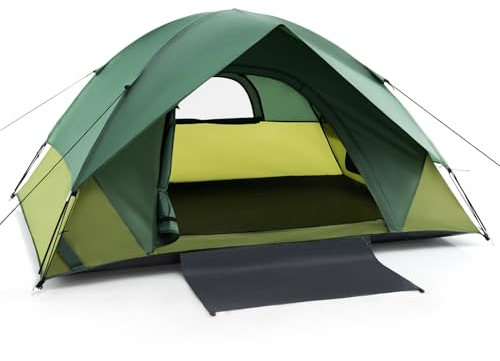 GYMAX 2 Personen Zelt, Wasser- & winddichtes Wurfzelt, Rucksackzelt mit abnehmbarem Regenschutz & Netzfenstern, tragbarem Kuppelzelt mit Tragetasche, für Camping, Wandern & Reisen