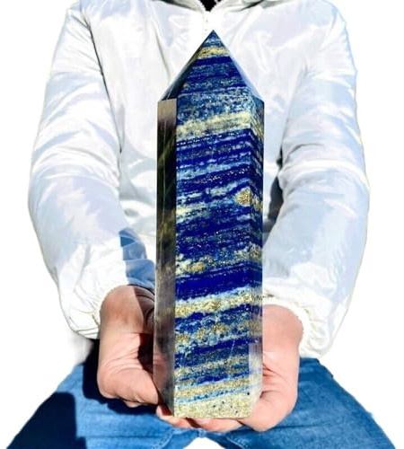 KatLin Decorative Ornaments Natural Lapis Lazuli Crystal Obelisk Quartz Crystal Energy Column (Size : 1300-1400g)