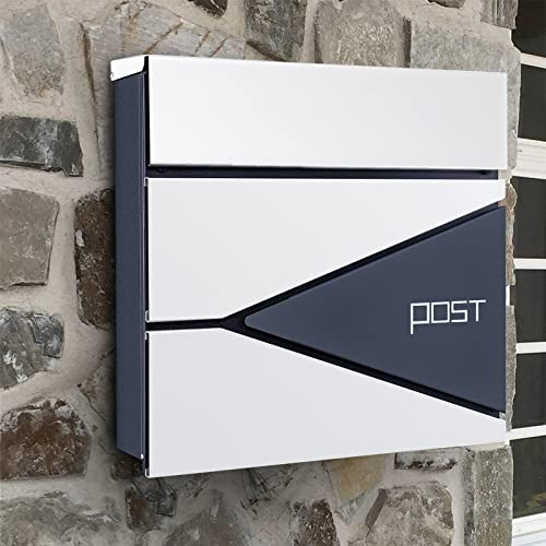 ZJFJMBD Großer Sicherheitsbriefkasten aus Metall – dekorativer Briefkasten zur Wandmontage für den Außenbereich, pulverbeschichtete Oberfläche für maximalen Rostschutz