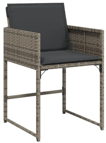 vidaXL Gartenstühle mit Kissen 4 STK. Grau Poly Rattan