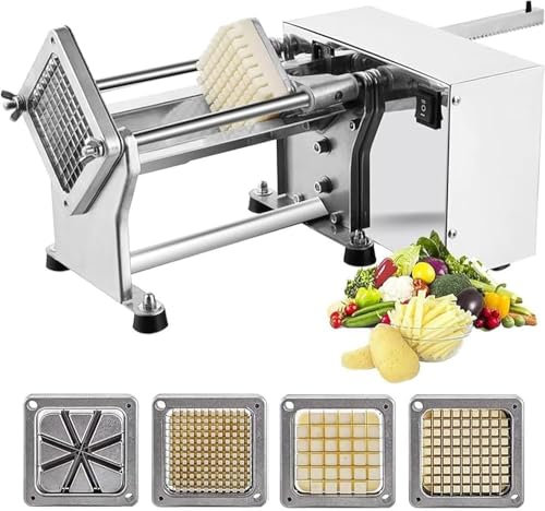 Commercial Potato Cutter Machine, Stainless Steel Potato Chipper Machine, Electric French Fry Cutter with 6mm /9mm/ 13mm Blades, for Potatoes, Carrots, Cucumbers
