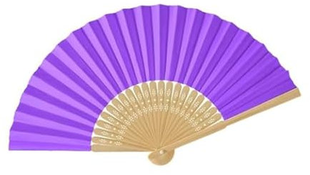 ZUWIJEQ 1x Viola Mano Pieghevole Ventilatore, Ventilatore a Mano Viola Ventilatore Pieghevole Portatile Mano Ventaglio Pieghevole Cinese Ventilatore in Carta Orientale per Ballo Festa, Regali di Nozze