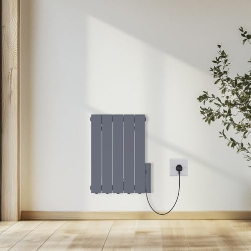 NRG 900W Electric Oil Filled Radiator LCD Display Portable Heater with Adjustable Thermostat and Timer for Home Use – Anthracite