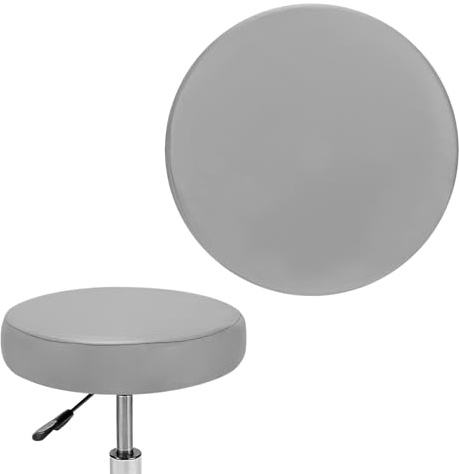 M METERXITY Bar Stool Covers Round PU for 12-14 Inch Chair, Grey