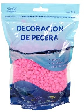 SMELL & SMILE Aquarienkies, Naturstein, dekorativ für Süß- und Meerwasseraquarien, natürliches Substrat zur Dekoration des Hintergrunds, 1 kg (Rosa, 4-6 mm)