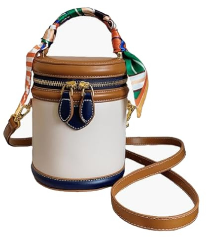 Colorblock-Eimertasche für Damen, Sommer-Nischen-Design, Zylindertasche, modische Umhängetasche für Damen, beige, Small