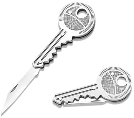 Tovbmup 2PCS Schlüsselmesser,Mini Messer Taschenmesser,Klappmesser,Brieföffner in Schlüsselform Paketmesser,Edelstahl Key Knife Schlüsselbund Messer für Outdoor,Kleine Geschenke für Männer Frauen