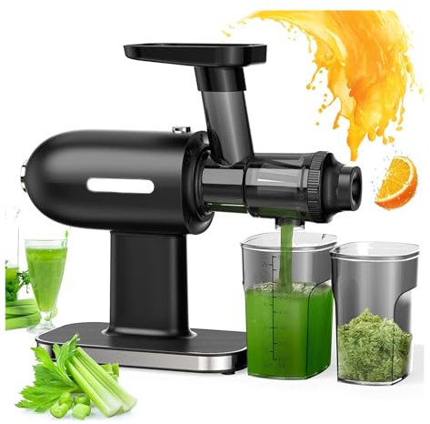 MObyat Exprimidor Automático De Masticación Lenta, 150 W, Prensa En Frío con Filtro De Acero Inoxidable, Exprimidor Eléctrico De Naranjas, para Frutas Y Verduras Enteras, Zanahorias Y Limones