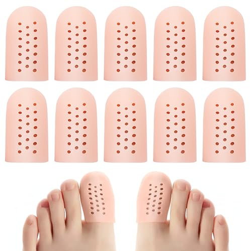 10 protezioni per le dita dei piedi traspiranti, cappucci per alleviare il dolore causato calli, vesciche, calli, unghie incarnite (tinta media)