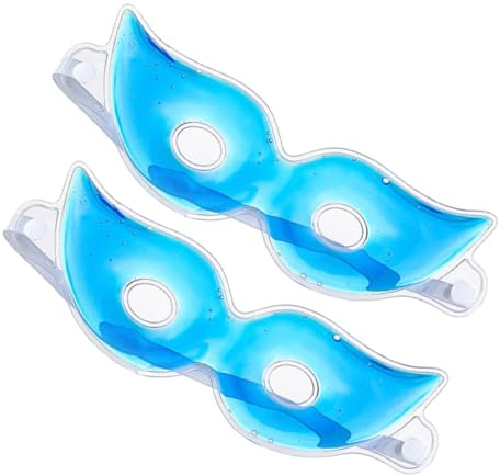 WOONEKY 2 Stück Gel Eis Augenmaske Kühlend Entspannend für Dunkle Augenringe Weiches Komfortpad Wiederverwendbar für Besseren Schlaf und Augenpflege
