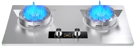 Cuisinière À Gaz 75CM 2 Feux 5,2 KW, Minuterie Indépendante Double Face, Panneau En Acier Inoxydable Ensemble GPL/gaz Naturel(LPG)