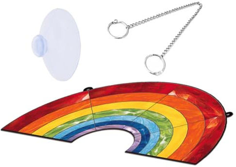 GARIOUANS Rainbow Acrylic Pendant Suncatcher, Hanging Stained Wall Decoration for Window, Garden Decoration with Hook and Chain, Wall Decor