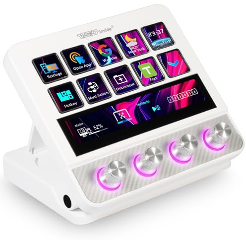 VSDINSIDE Macro Pad, Streaming Deck Stream Controller Soundboard Keypad, Programmable Keys USB Shortcut Keyboard for Gamer Streamer, Audio Mixer for OBS, YouTube, Office Desk Setup, PC, Mac