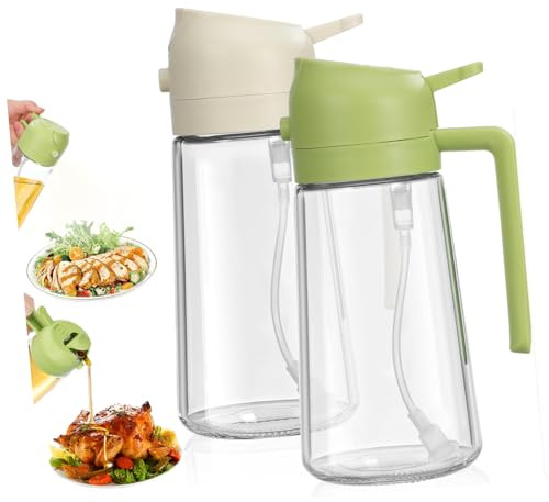 Healifty 2 piezas Botellas Dispensadoras de Aceite de Vidrio con Pulverizador de Spray para Cocina Dosificador de Aceite de Oliva con Tapa Hermética y Boca Ancha para Fácil Relleno y