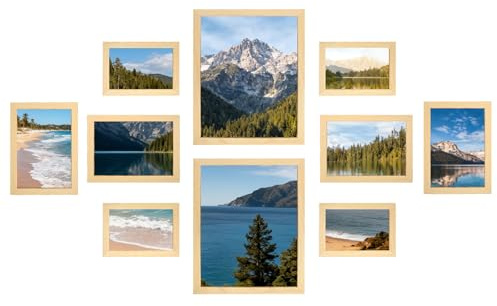 10 Pcs Picture Frames Multi Photo Frame Two 20.3 x 25.4 cm Four 12.7 x 17.8 cm Four 10.2 x 15.2 cm Picture Frame for Tabletop or Wall Display
