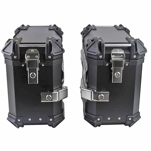 Garvee 1 Pair Universal Motorcycle Aluminium Side Case Set,38l Motorbike Touring Luggage Box with Security Lock,Waterproof & Dustproof Travel Saddlebag Trunk,for Helmet and Gear Storage,Flat Black