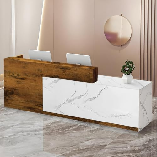 CCUKTFN Empfangstheke mit Schublade und offenen Ablagen, Moderne Rezeptionstheke 100–240 cm für Büro, Geschäft, Friseursalon, Studio oder Empfangsbereich