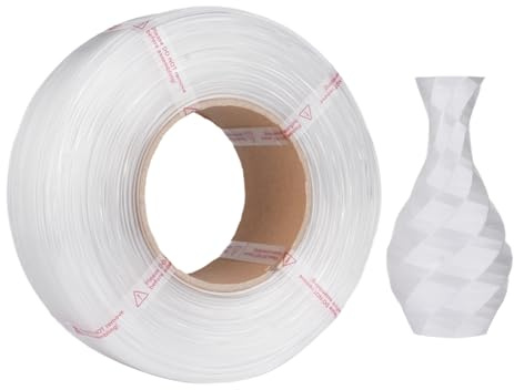 ERYUE Filament PETG Noir 1,75 Mm Filament D' 3D sans Bulles pour Prusa, Pack de 1 Kg Facile à Utiliser - Idéal pour (Blanc)