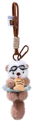 Yamobi Porte-clés en forme de loutre en peluche pour femmes et adolescents - Breloque loutre - Cadeau pour couple - Ensemble de porte-clés animaux