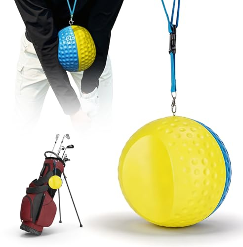 BORDEAG Golf svängtränare, svängträningsboll, The Connector golfträningshjälp, golf svängtränare slagboll golf handledsträningshjälp svängställningskorrigering, ideal för nybörjare, stor