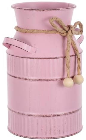 Housoutil Pot de Fleurs Double Poignées en Fer Galvanisé Vintage Forme Pot à Lait Style Rustique et Stabilité Solide pour Centre de Table ou Arrangements Floraux