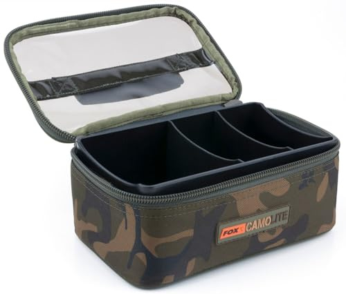 Fox Camolite Rigid Lead and Bits bag 23x15x10cm - Tackletasche zum Karpfenangeln, Angeltasche für Vorfachschnur & Karpfenbleie