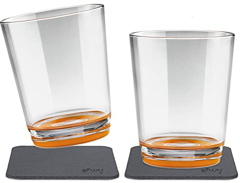 silwy® Gobelets magnétiques antidérapants et incassables en couleur Hub Orange, deux nano gel pads métalliques inclus (set de 2)